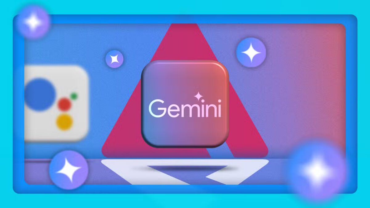 gemini logo and the google assistant logo blurred beside it