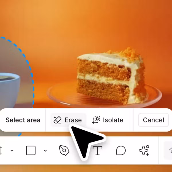 Кнопка «Erase» на интерфейсе инструмента редактирования изображений в Figma