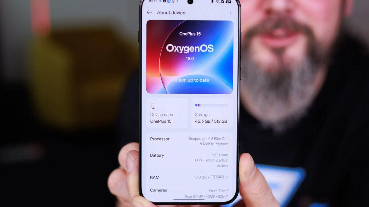 Статус о версии ОС OxygenOS на OnePlus 15