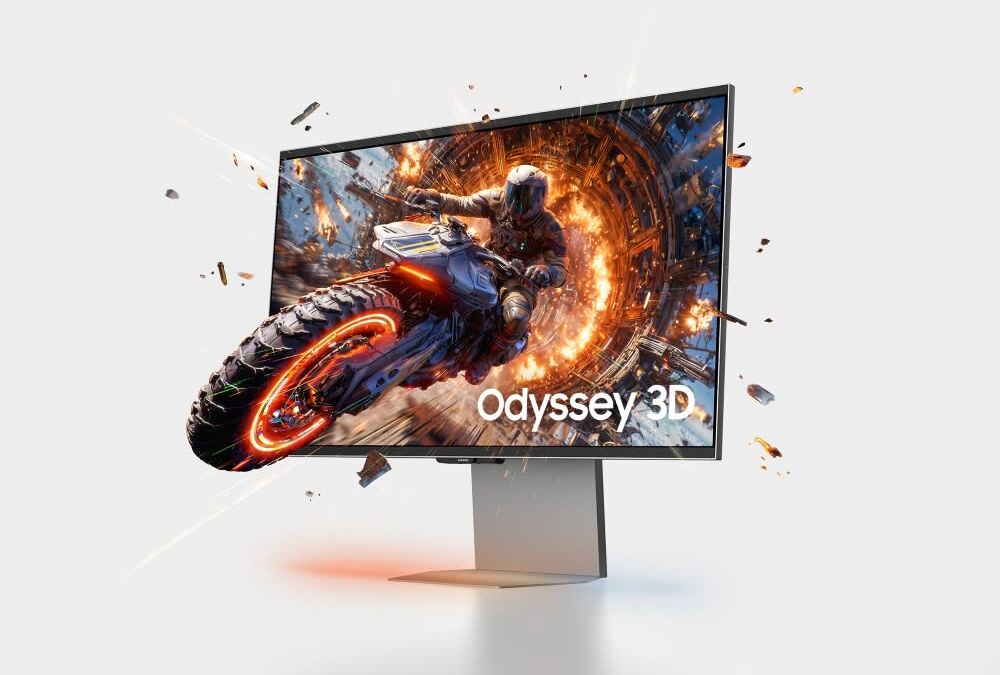 Игровой монитор Samsung Odyssey 3D без очков с эффектом 3D: гонщик на экране