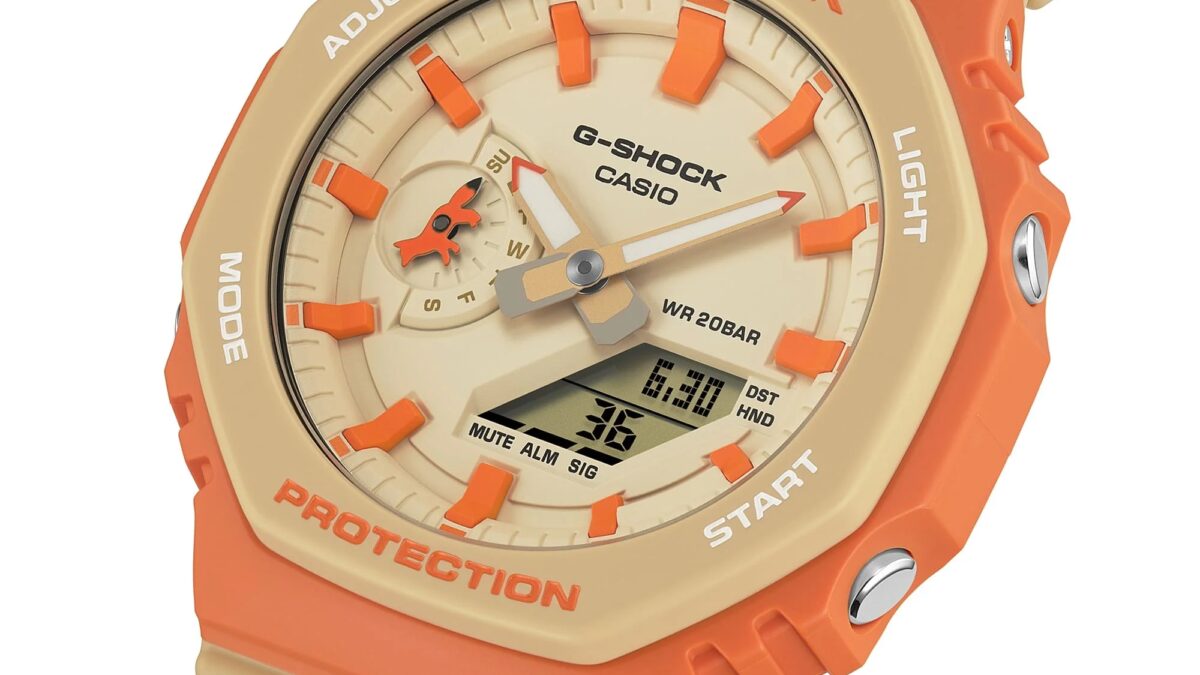Часы Casio G-Shock лимитированная версия с оранжевым корпусом и светлым ремешком