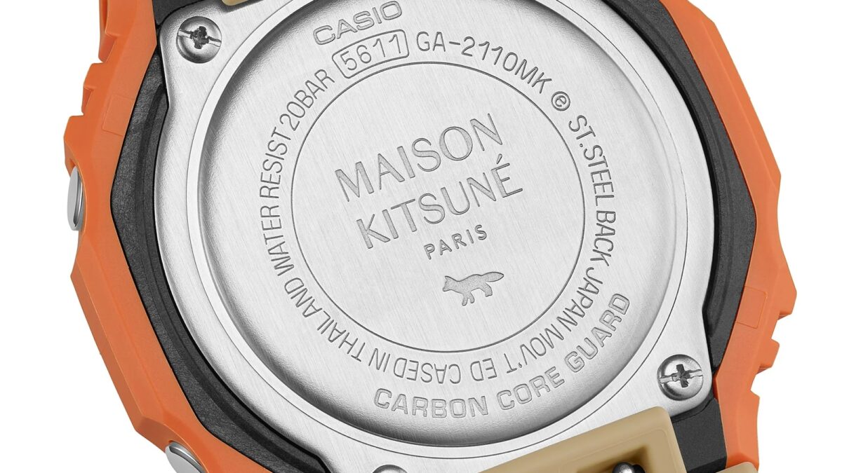 Задняя крышка Casio G-Shock в коллаборации с Maison Kitsuné с открывающимися винтами и логотипом