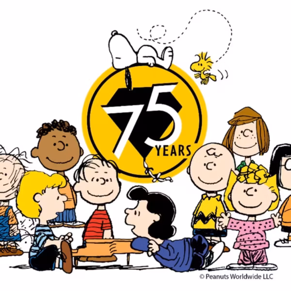 Комиксы Peanuts со Снупи и друзьями на праздновании 75-летия приключений