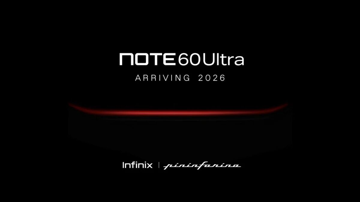 Рекламный слайд смартфона Infinix Note 60 Ultra 2026 с дизайном Pininfarina