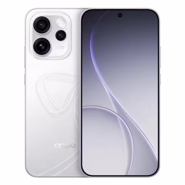 Смартфон OPPO Reno 15 с тройной камерой и крупным дисплеем, вид спереди и сзади