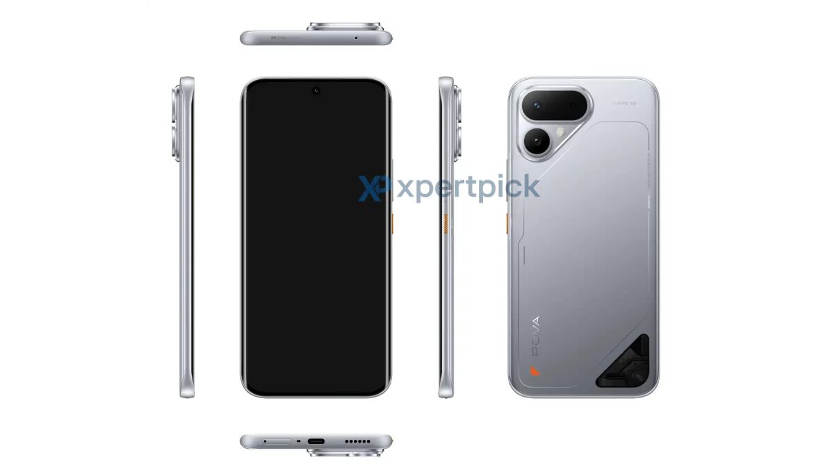 Рендеры Tecno Pova Curve 2 5G сзади и спереди