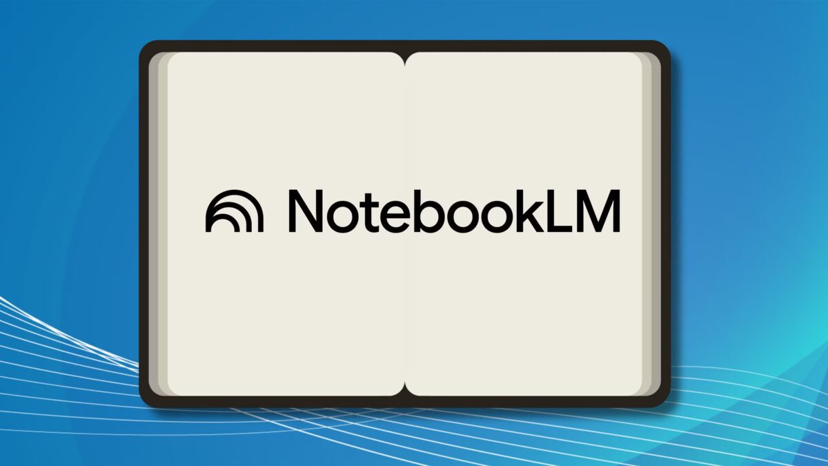 Интерфейс NotebookLM: открытая страница блокнота с логотипом на экране