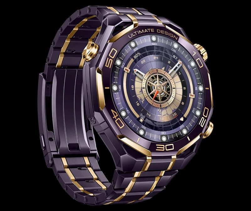 Элитные часы Huawei Watch Ultimate Design Royal Gold крупный циферблат с золотыми элементами