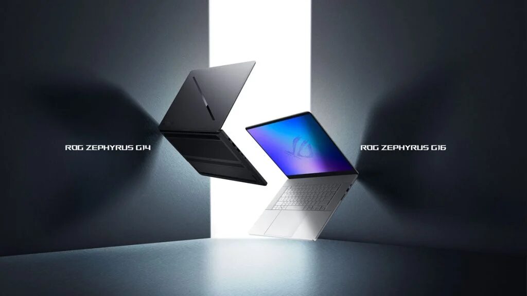 Игровой ноутбук Asus ROG Zephyrus G14 и G16 в прозрачном положении