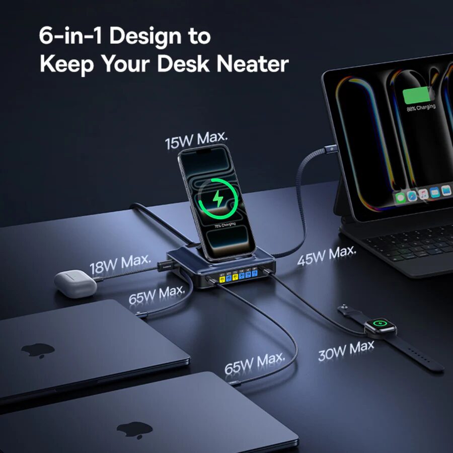 baseus nomos nh21 6 in 1 desktop charging station 245w 2