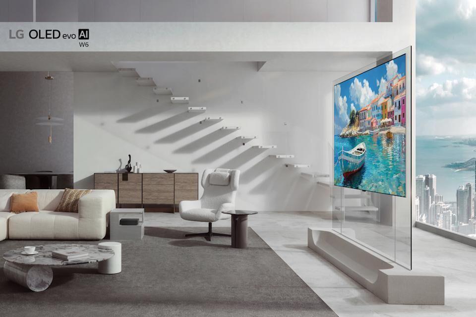 Интерьер гостиной с тонким OLED Wallpaper TV W6