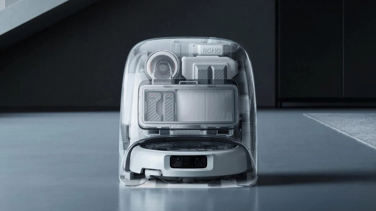 Робот-пылесос DJI ROMO с прозрачным корпусом и усиленной системой всасывания до 25 000 Па