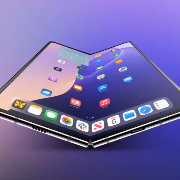 3D-рендер складного дисплея Samsung без складки на CES 2026, концепт для будущего iPhone
