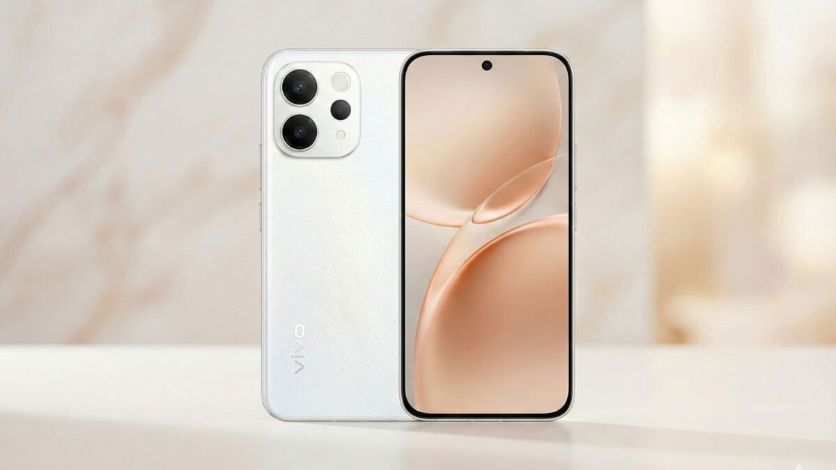 Задняя и передняя панели смартфона Vivo V70: три камеры, дисплей с вырезом под фронтальную камеру