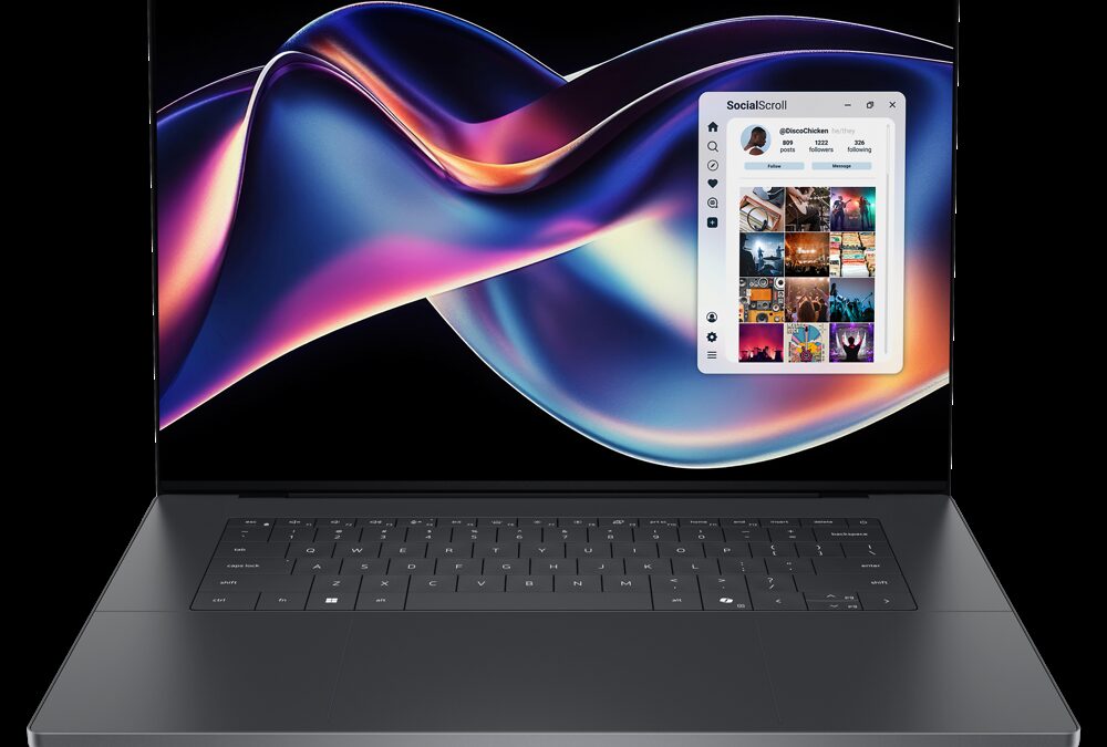 Ноутбук Dell XPS 2026 с изогнутым экраном и клавиатурой