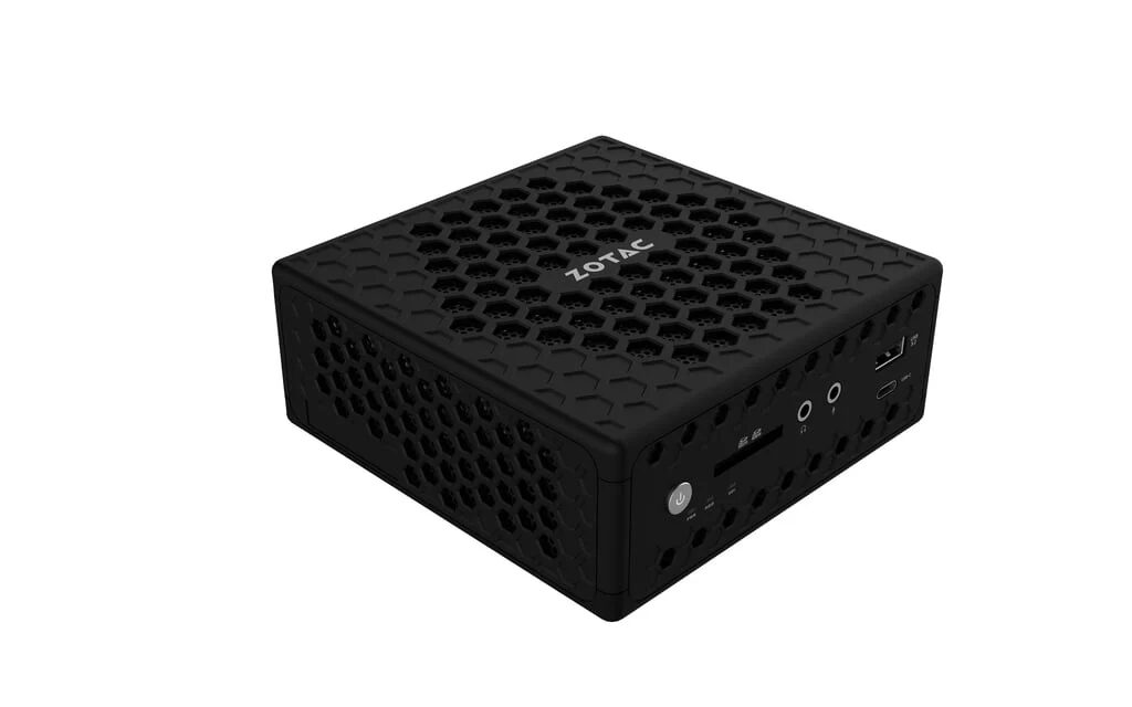 Черный мини-ПК Zotac Zbox CI360 nano сверху с вентиляционной решеткой