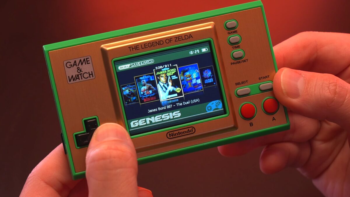Портативная ретро-консоль Game & Watch с LCD-экраном и управлением, поддержка microSD