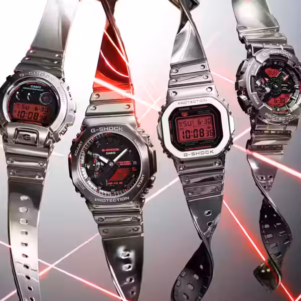 new metal casio g shocks with red displays 1