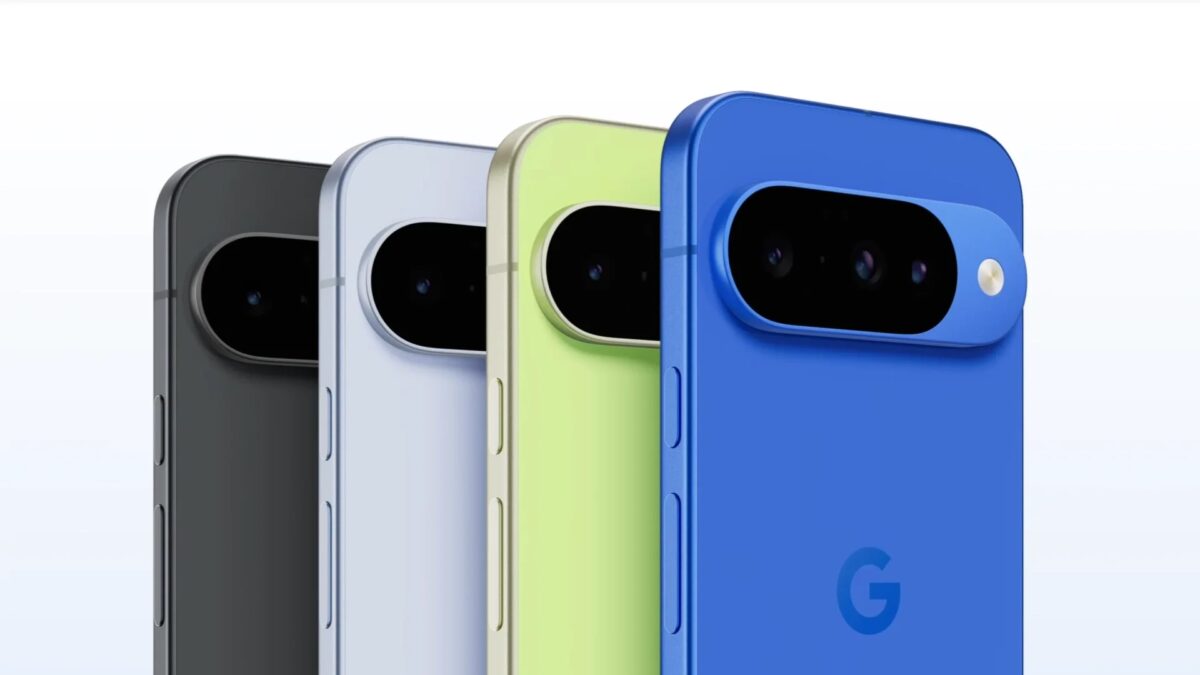 Цветные смартфоны Google Pixel 8 на фоне белого