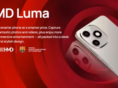 Задняя панель HMD Luma с тремя камерами и логотипом бренда