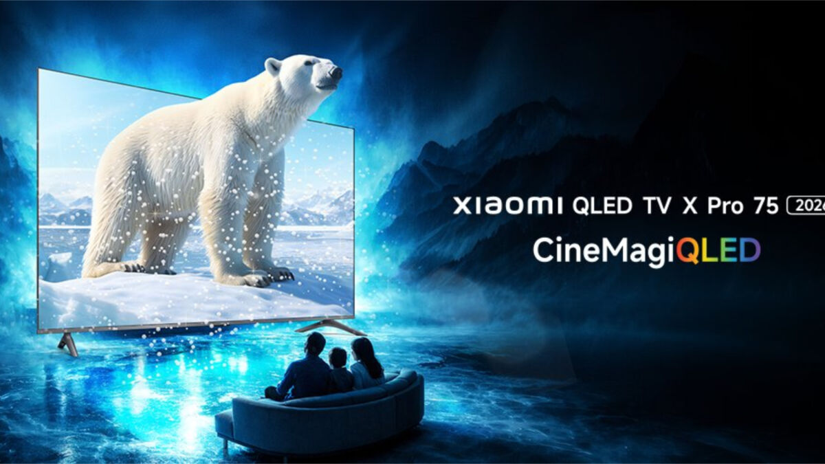 Телевизор Xiaomi QLED TV X Pro 75 дюймов на фоне горного пейзажа