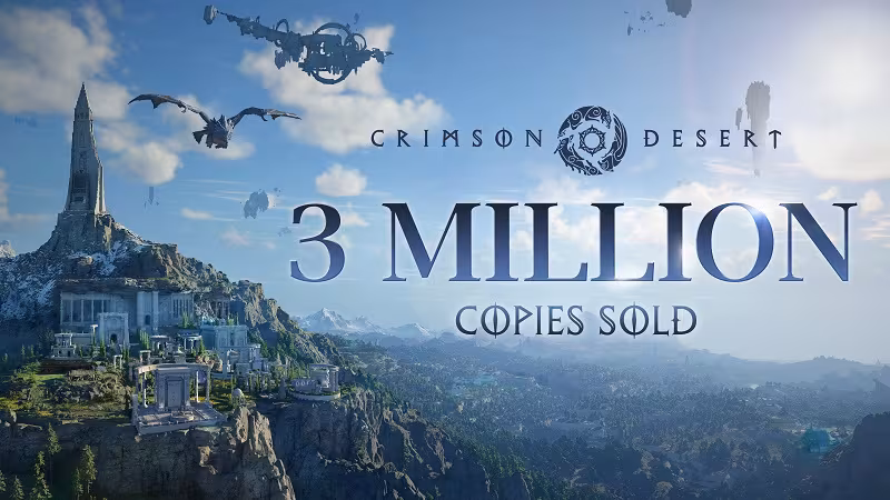 Картинка с логотипом Crimson Desert и изображением замка на холме