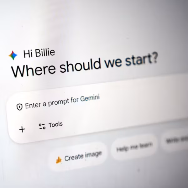 Экран Google с предложением начать работу с Gemini для macOS и Desktop Intelligence