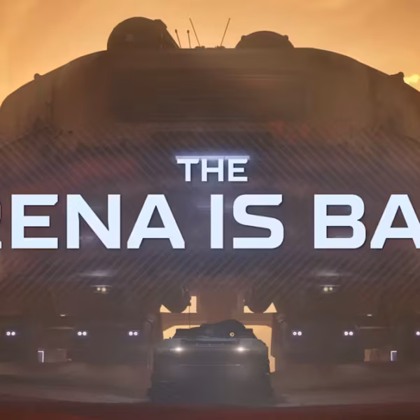 Космический корабль с логотипом Arena в трейлере шутера 1047 Games с движением в стиле Titanfall