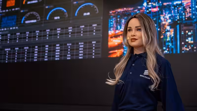 a connected pre standards 6g powered ai robot and video in the ota demo at ericsson s us headquarters