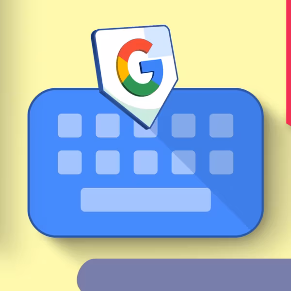 Иконка Gboard с логотипом Google на желтом фоне и поддержкой микрофона Bluetooth для голосового набора