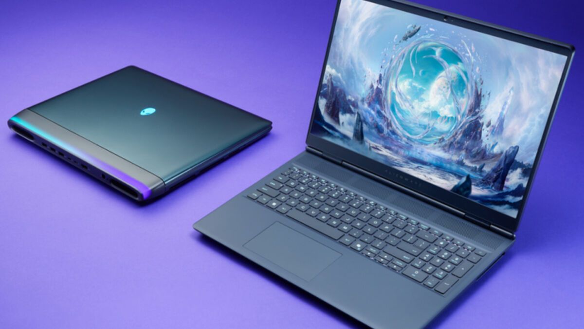 Игровой ноутбук Alienware со светящейся крышкой и клавиатурой