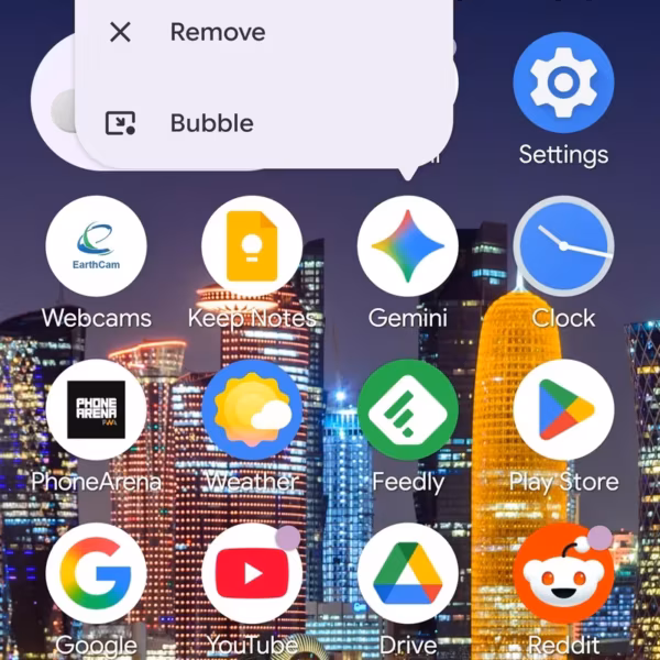 Меню настроек на Android 17 Beta 3 с иконками приложений на смартфоне
