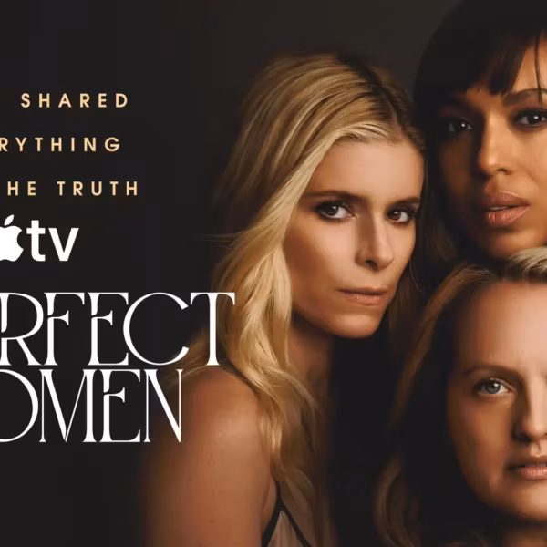 Рекламный кадр Apple TV+ с тремя актрисами сериала Imperfect Women: Керри Вашингтон и Элизабет Мосс