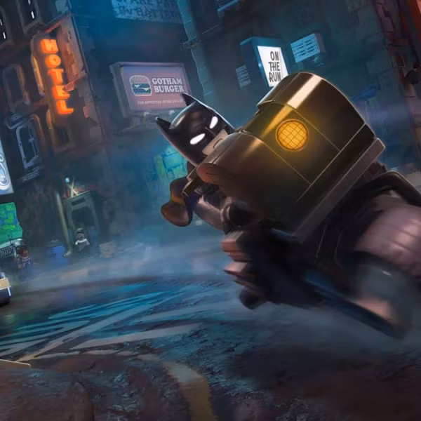 Лего Бэтмен в городе Готэм ночью в игре Lego Batman: Legacy of the Dark Knight