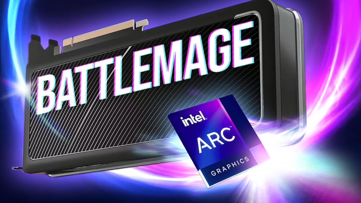 Блок питания с логотипом Battlemage и графический ускоритель Intel Arc Pro Battlemage для рабочих станций
