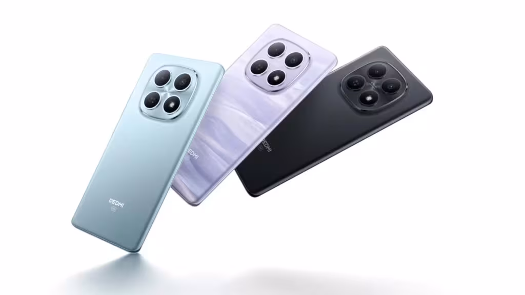 Три смартфона Redmi Note 15 SE разных цветов