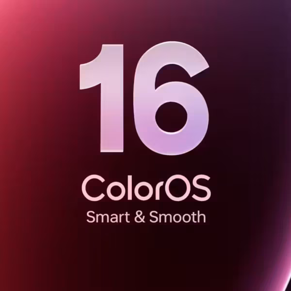 Экран смартфона Oppo с логотипом ColorOS 16 и фоном градиентных цветов