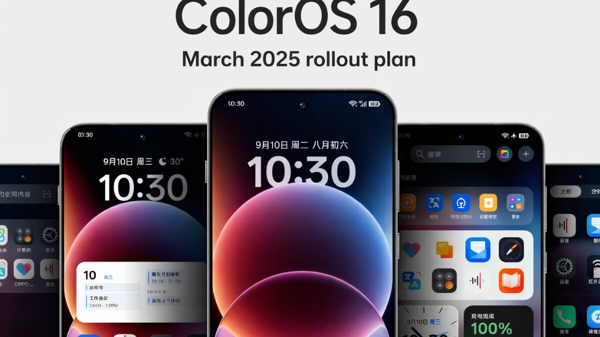 Экран смартфона Oppo с интерфейсом ColorOS 16 отображением времени и приложениями