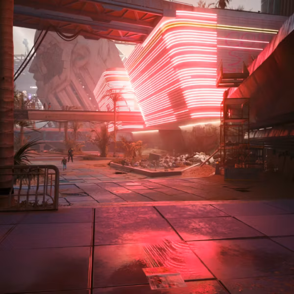 Nvidia Blackwell — видеокарта в стиле Cyberpunk 2077 с неоновыми огнями и трассировкой лучей