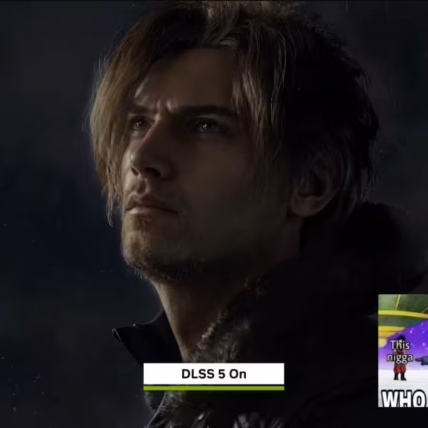 Логотип Resident Evil Requiem и мрачный портрет персонажа на темном фоне