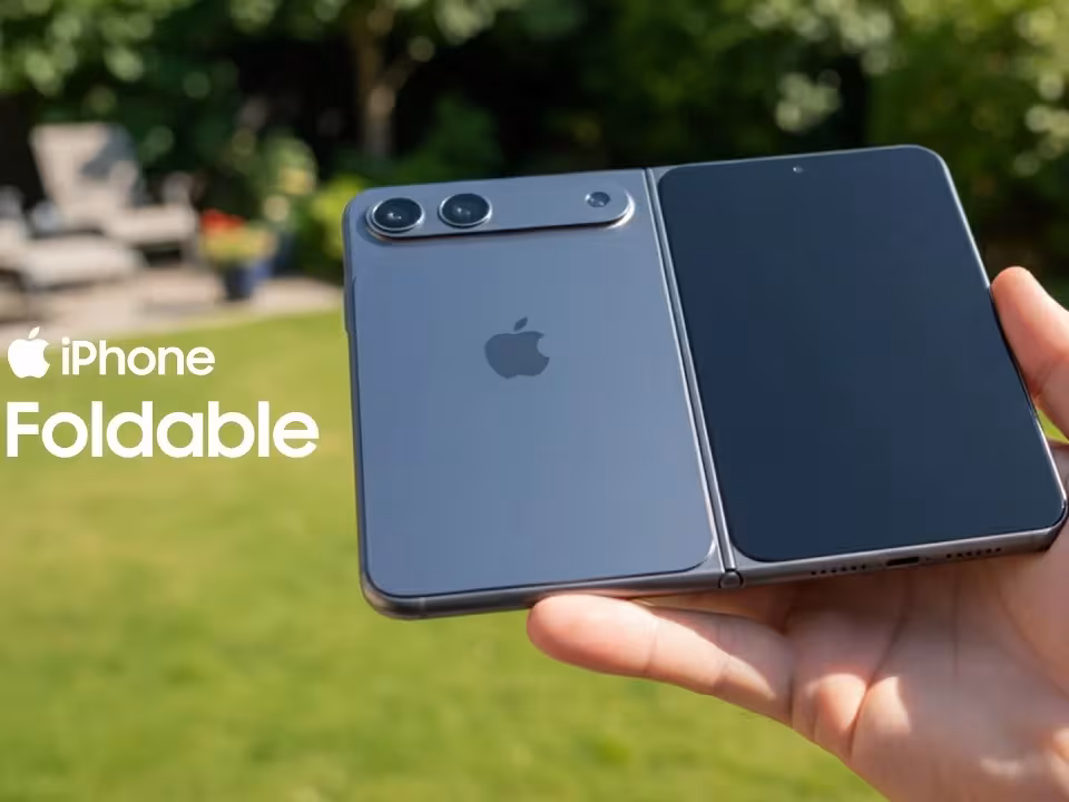 Складной iPhone Apple с двойной камерой и черным дисплеем