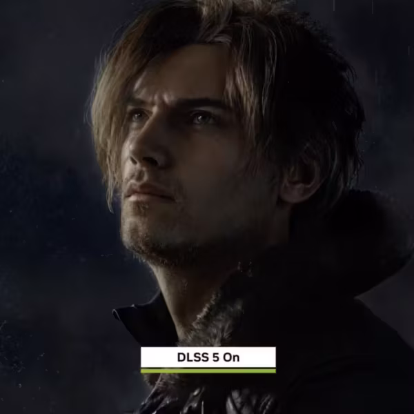 Главный персонаж Resident Evil Requiem на темном фоне в стиле мрачного кадра