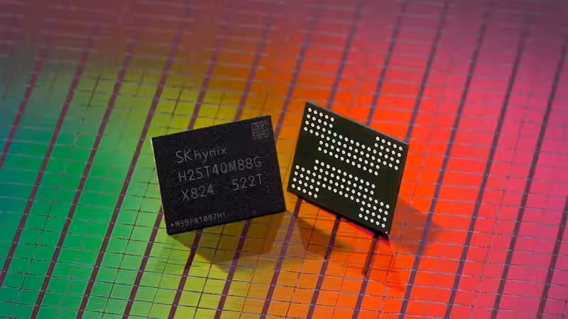 Память SK Hynix: микросхемы и подложка чипа на плате