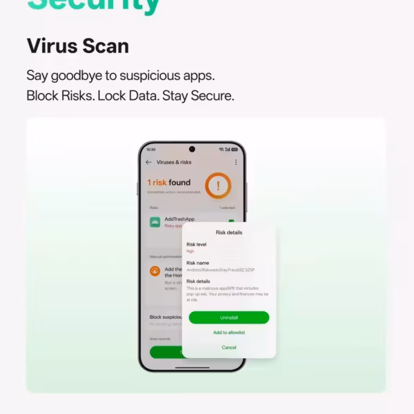 Экран ColorOS 16 с антивирусом и управлением рисками