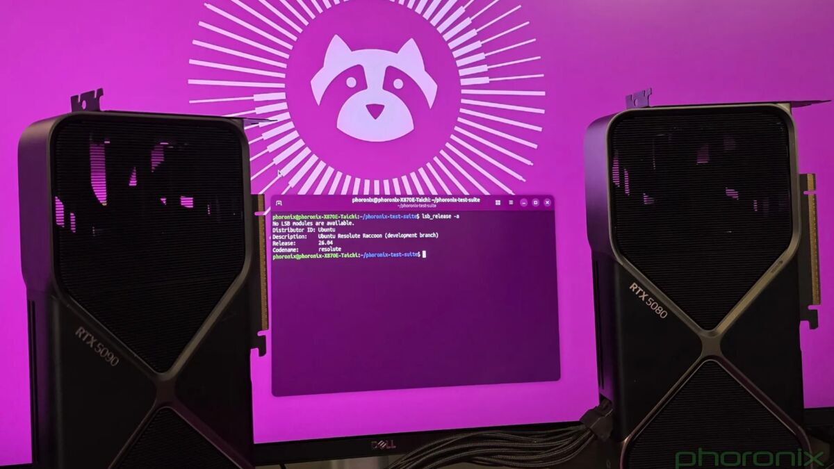 GeForce RTX 5090 ускорилась до 12% в играх на Ubuntu 26.04