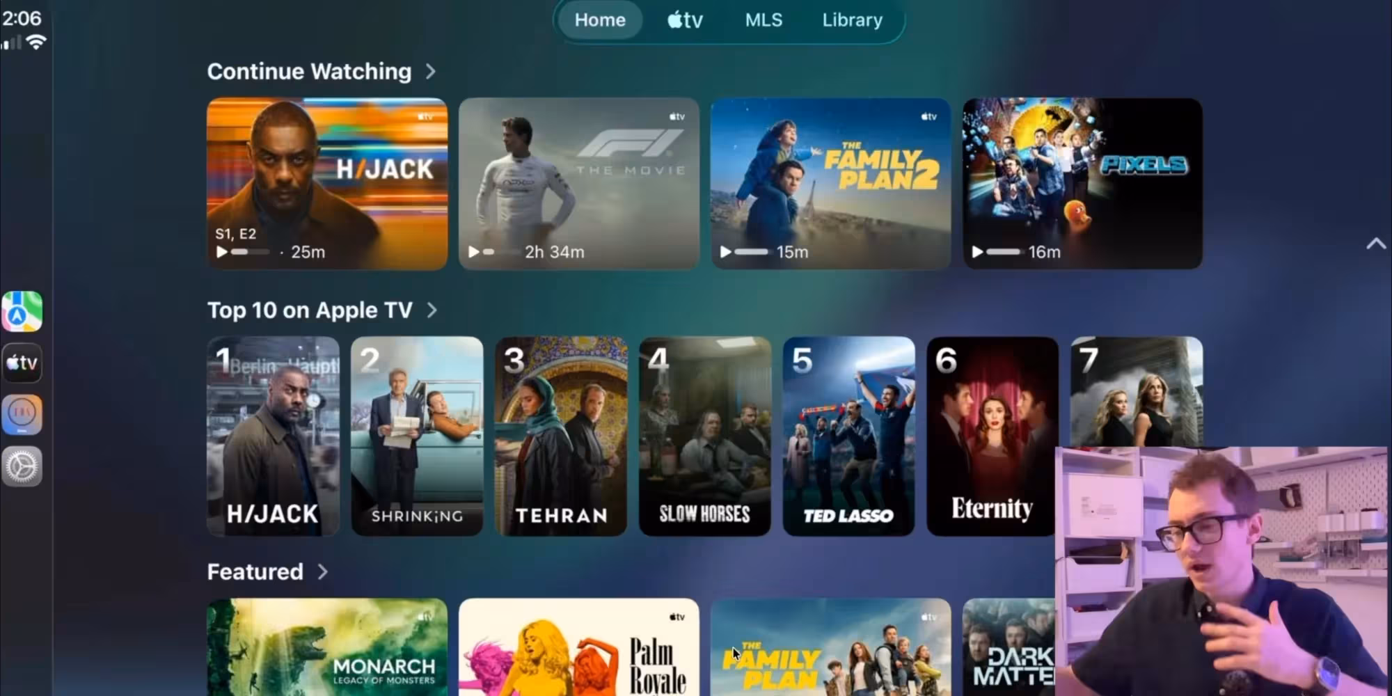 Скриншот интерфейса Apple TV с разделом продолжения просмотра