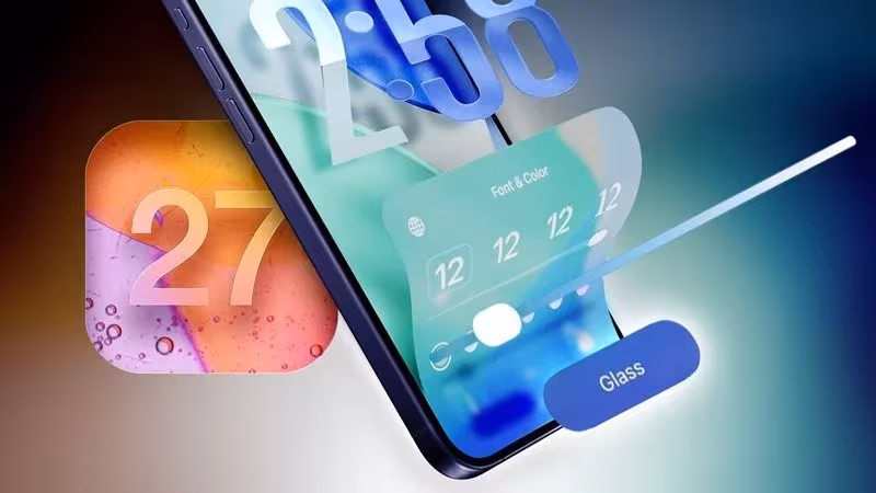 Настройка прозрачности Liquid Glass на экране iPhone