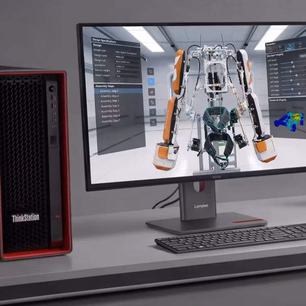Рабочая станция Lenovo ThinkStation P5 Gen 2 с крупным дисплеем и периферией