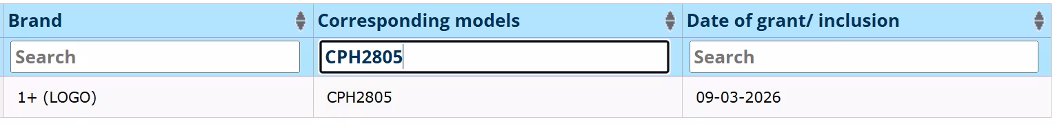 Сертификат OnePlus Nord 6 для модели CPH2805, дата 09-03-2026