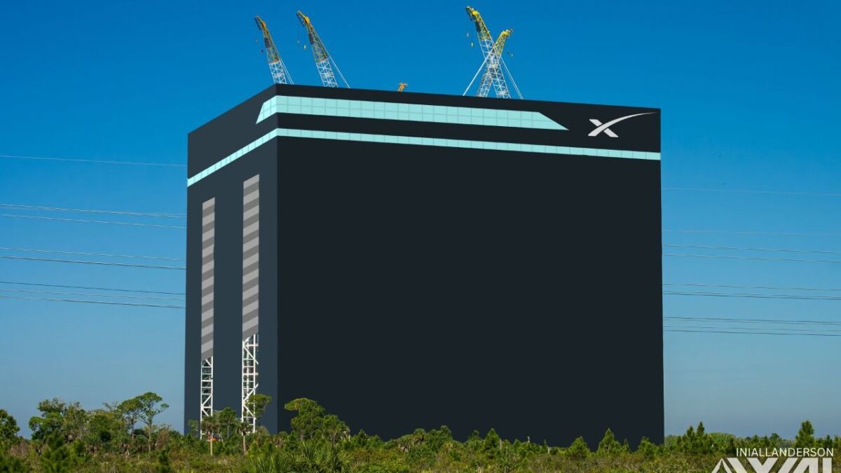 Строящийся комплекс Gigabay SpaceX во Флориде с гигантским черным кубом для сборки ракет Starship
